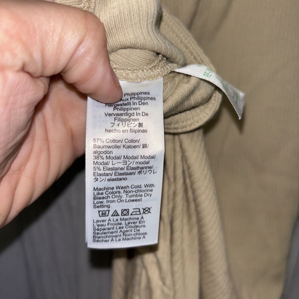 Womens Size L J Crew Ruched Midi Rib Dress Tan NWT - Picture 9 of 9
